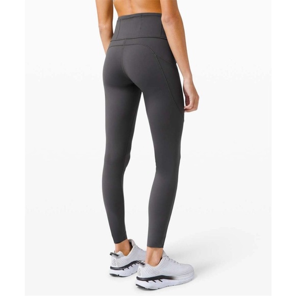 lululemon athletica Pants - Lululemon Fast And Free Dark Gray Side Pocket Leggings Size 6